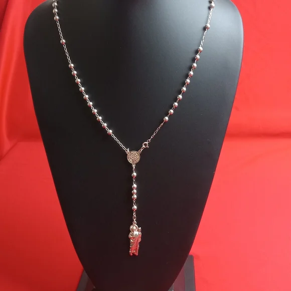 925 sterling SILVER men and women/Catholic ROSARIO necklace - Picture 9 of 16